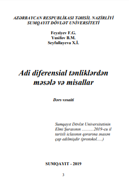 Adi diferensial tənliklərdən məsələ və misallar. 
